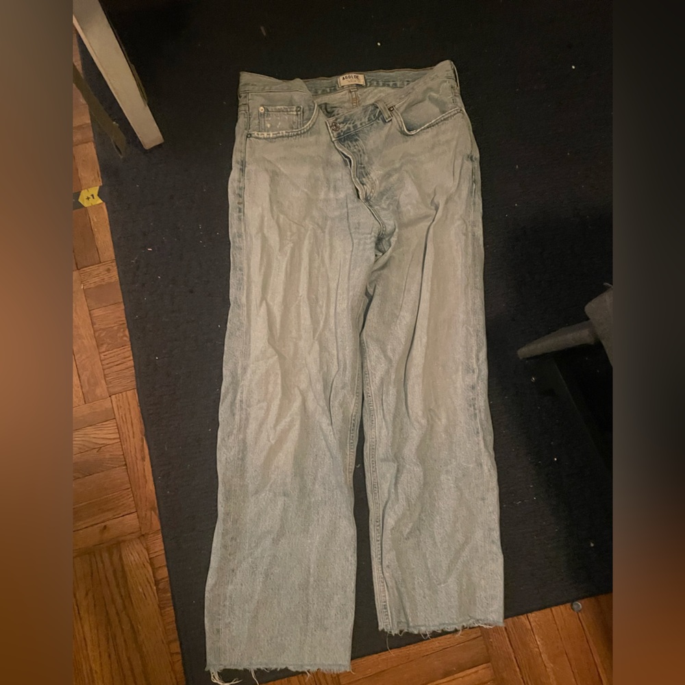 AGOLDE Criss-cross light wash jeans